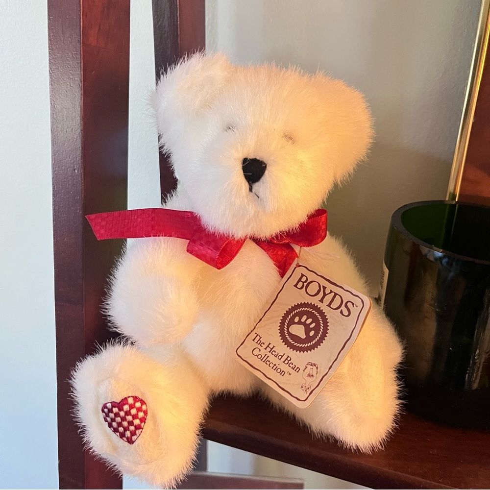Boyds Easter Bears Cream Teddy Bear Accent Pillow with Red Accents 2004